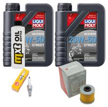 Pacote de Inspeção 2L 20W-50 + Filtro de Óleo + 1x Vela de Ignição para Kawasaki J SE 300 ccm