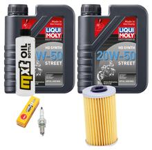 Pacote de Inspeção 2L 20W-50 + Filtro de Óleo + 1x Vela de Ignição para Kymco Grand Dink 125 ccm