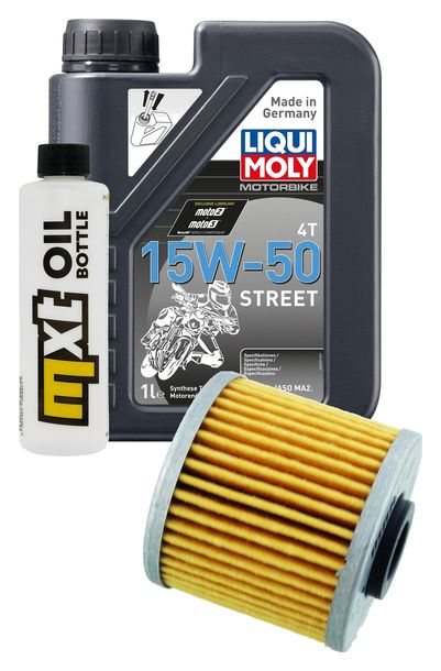 Inspection package 1L 15W-50 + oil filter + 1x spark plug for Kymco Movie S i 125 ccm