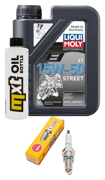 Paquete de inspección 1L 15W-50 + filtro de aceite + 1x bujía para Kymco People S i Xciting R 300 ccm