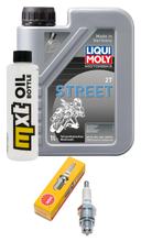 Pacchetto di ispezione dell'olio a 2 tempi da 1L + 1x candela per Yamaha BWS, Malaguti F12 Phantom 100 ccm
