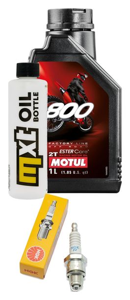 Inspektionspaket 1L 2-Takt-Öl + 1x Zündkerze für MBK Booster 100 ccm
