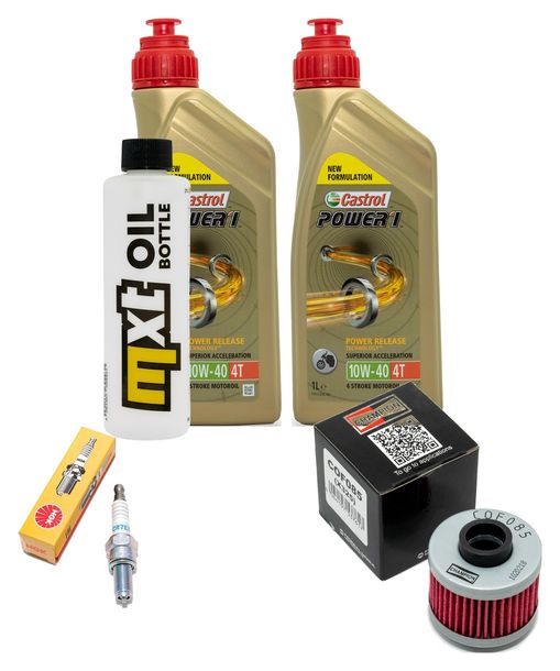 Inspection package 2L 10W-40 + oil filter + 1x spark plug for Peugeot Elystar 125 ccm