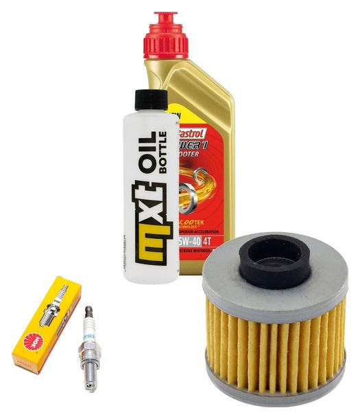 Inspektionspaket 1L 5W-40 + Ölfilter + 1x Zündkerze für Peugeot Citystar LC Satelis 2 125 ccm