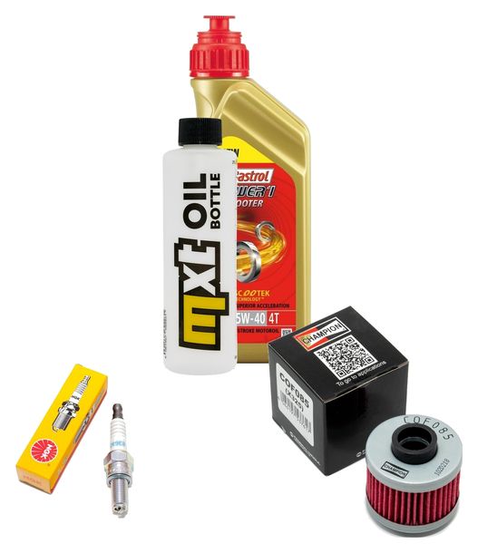 Inspection package 1L 5W-40 + oil filter + 1x spark plug for Peugeot Citystar LC Satelis 2 125 ccm