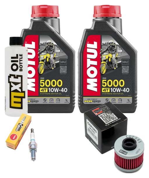 Inspektionspaket 2L 10W-40 + Ölfilter + 1x Zündkerze für Peugeot Elystar Jet-Force Kompressor 125 / 150 ccm