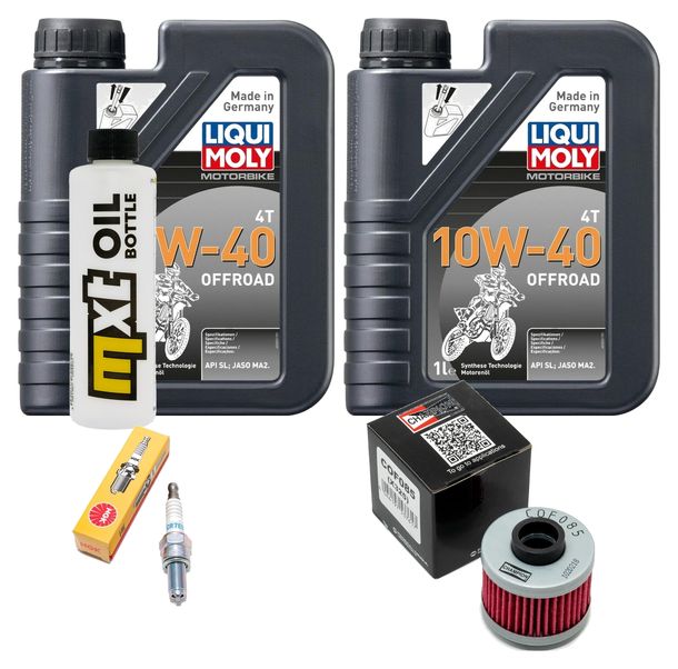 Inspektionspaket 2L 10W-40 + Ölfilter + 1x Zündkerze für Peugeot Elystar Jet-Force Kompressor 125 / 150 ccm