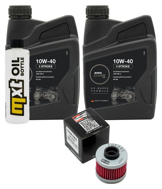 Inspektionspaket 2L 10W-40 + Ölfilter + 1x Zündkerze für Peugeot Elystar Jet-Force Kompressor 125 / 150 ccm