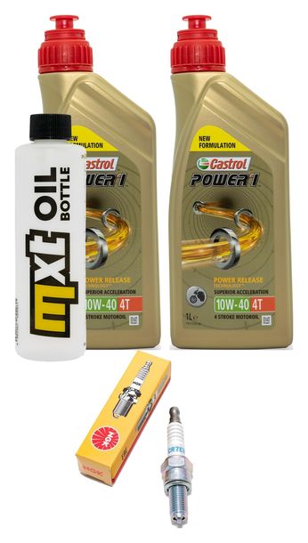 Inspektionspaket 2L 10W-40 + Ölfilter + 1x Zündkerze für Peugeot Elystar Jet-Force Kompressor 125 / 150 ccm
