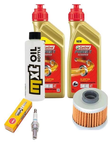 Inspektionspaket 2L 5W-40 + Ölfilter + 1x Zündkerze für Peugeot Geopolis Satelis 125 ccm