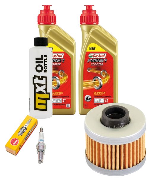 Pacchetto di ispezione 2L 5W-40 + filtro olio + 1x candela per Peugeot Geopolis Satelis 125 ccm