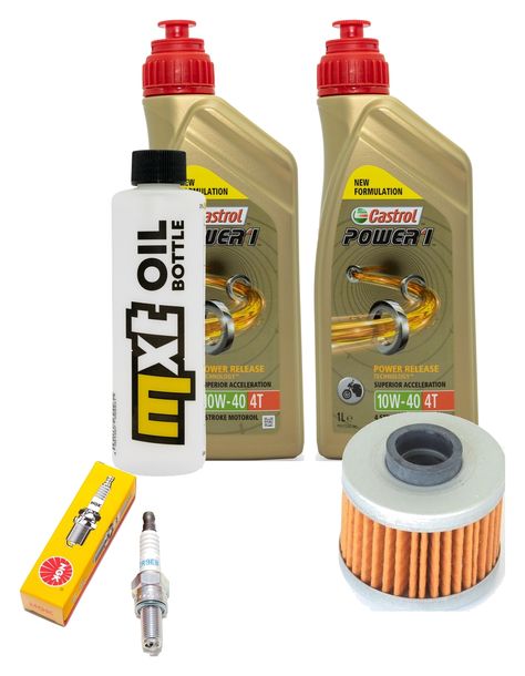 Paquete de inspección 2L 10W-40 + filtro de aceite + 1x bujía para Peugeot Jet-Force 125 ccm