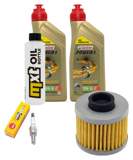 Inspection package 2L 10W-40 + oil filter + 1x spark plug for Peugeot Jet-Force 125 ccm
