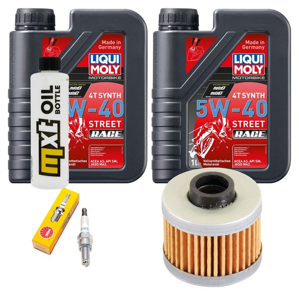 Inspektionspaket 2L 5W-40 + Ölfilter + 1x Zündkerze für Peugeot Satelis Kompressor 125 ccm
