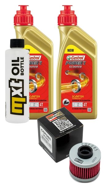 Inspektionspaket 2L 5W-40 + Ölfilter + 1x Zündkerze für Peugeot Satelis Kompressor 125 ccm