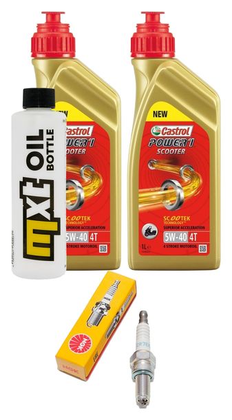 Pacchetto di ispezione 2L 5W-40 + filtro olio + 1x candela per Peugeot Geopolis Satelis 2 i 300 ccm