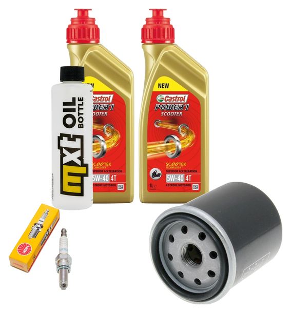 Paquete de inspección 2L 5W-40 + filtro de aceite + 1x bujía para Peugeot Geopolis Satelis 2 i 300 ccm
