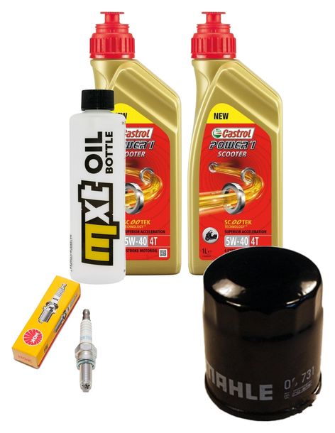 Inspektionspaket 2L 5W-40 + Ölfilter + 1x Zündkerze für Peugeot Geopolis Satelis 2 i 300 ccm