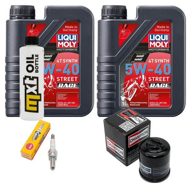 Inspektionspaket 2L 5W-40 + Ölfilter + 1x Zündkerze für Peugeot Geopolis Satelis 2 i 300 ccm