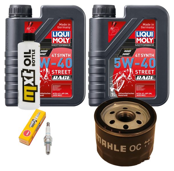 Inspektionspaket 2L 5W-40 + Ölfilter + 1x Zündkerze für Peugeot Satelis, Piaggio X9 400 / 500 ccm Bj. 2001
