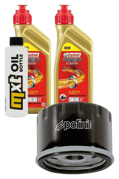 Inspektionspaket 2L 5W-40 + Ölfilter + 1x Zündkerze für Peugeot Satelis, Piaggio X9 400 / 500 ccm Bj. 2001