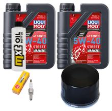 Kit d'inspection 2L 5W-40 + filtre à huile + 1x bougie pour Peugeot Satelis, Piaggio X9 400 / 500 ccm Année 2001