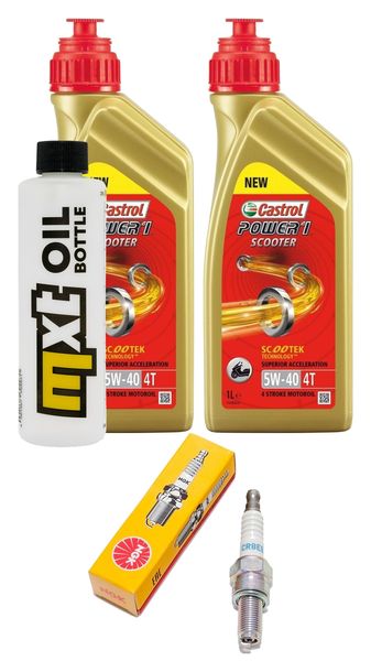 Kit d'inspection 2L 5W-40 + filtre à huile + 1x bougie pour Piaggio X7 Beverly RST 4V i.e. Carnaby, Vespa GTV 125 ccm