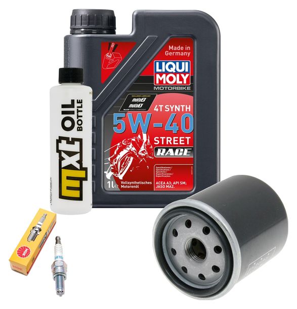 Pacchetto di ispezione 1L 5W-40 + filtro olio + 1x candela per Piaggio Fly 125 ccm