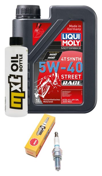Kit d'inspection 1L 5W-40 + filtre à huile + 1x bougie pour Piaggio Fly 125 ccm
