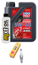 Pacote de Inspeção 1L 5W-40 + Filtro de Óleo + 1x Vela de Ignição para Piaggio Fly 125 ccm
