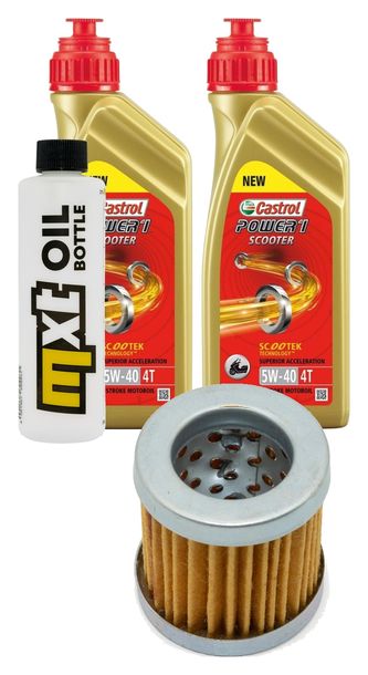 Kit d'inspection 2L 5W-40 + filtre à huile + 1x bougie pour Piaggio Hexagon LX 4 125 ccm