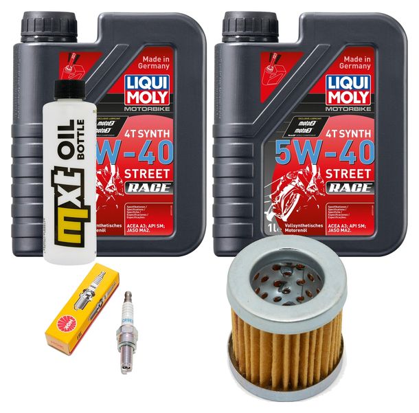 Inspektionspaket 2L 5W-40 + Ölfilter + 1x Zündkerze für Piaggio Hexagon LX 4 125 ccm