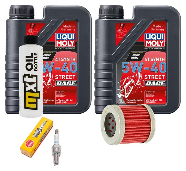 Inspektionspaket 2L 5W-40 + Ölfilter + 1x Zündkerze für Piaggio Hexagon LX 4 125 ccm