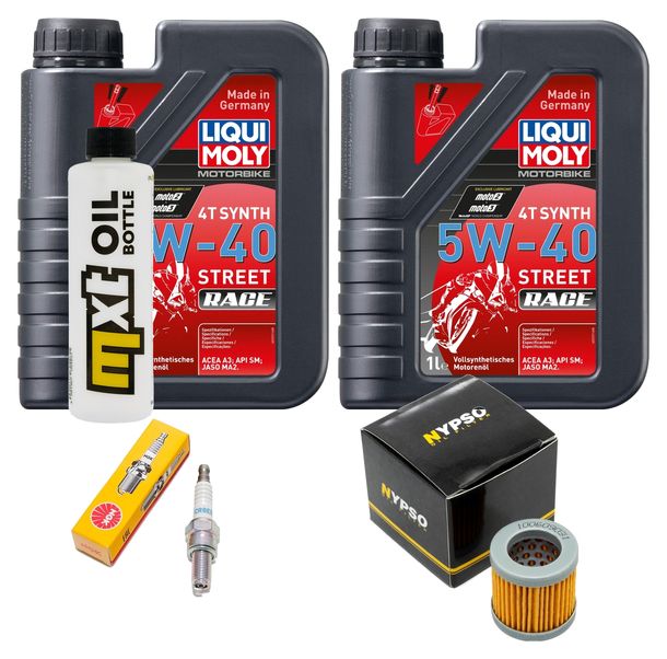 Inspektionspaket 2L 5W-40 + Ölfilter + 1x Zündkerze für Piaggio Hexagon LX 4 125 ccm