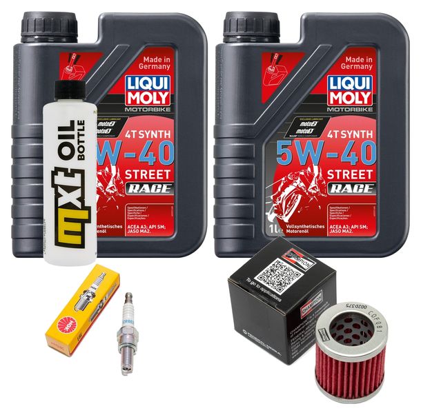 Inspektionspaket 2L 5W-40 + Ölfilter + 1x Zündkerze für Piaggio Hexagon LX 4 125 ccm