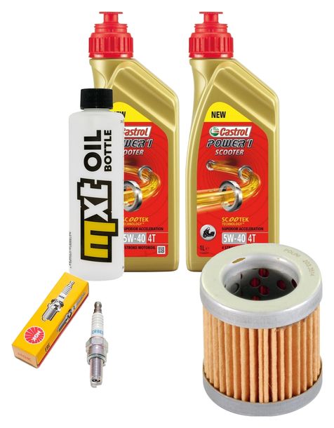Inspektionspaket 2L 5W-40 + Ölfilter + 1x Zündkerze für Piaggio Hexagon LX 4 125 ccm