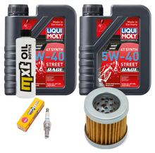 Inspektionspaket 2L 5W-40 + Ölfilter + 1x Zündkerze für Piaggio Hexagon LX 4 125 ccm