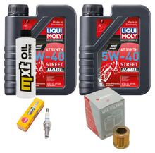 Inspektionspaket 2L 5W-40 + Ölfilter + 1x Zündkerze für Piaggio Hexagon LX 4 125 ccm