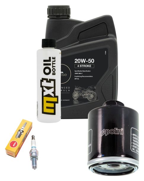 Inspektionspaket 1L 20W-50 + Ölfilter + 1x Zündkerze für Vespa ET4 Leader 125 ccm