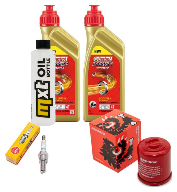 Kit d'inspection 2L 5W-40 + filtre à huile + 1x bougie pour Vespa 946 3V, Piaggio Carnaby LX Touring Primavera 125 / 200 ccm