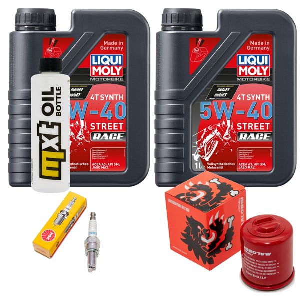 Pacchetto di ispezione 2L 5W-40 + filtro olio + 1x candela per Vespa 946 3V, Piaggio Carnaby LX Touring Primavera 125 / 200 ccm
