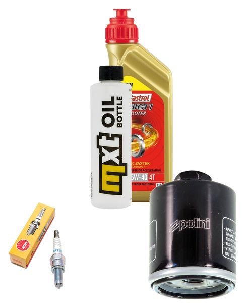 Inspection package 1L 5W-40 + oil filter + 1x spark plug for Vespa LXV LX 125 ccm
