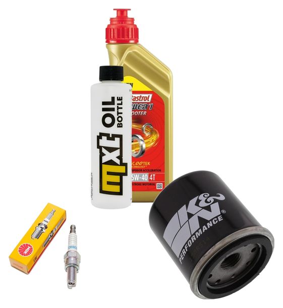 Inspektionspaket 1L 5W-40 + Ölfilter + 1x Zündkerze für Piaggio X8 X9 Evolution 125 ccm