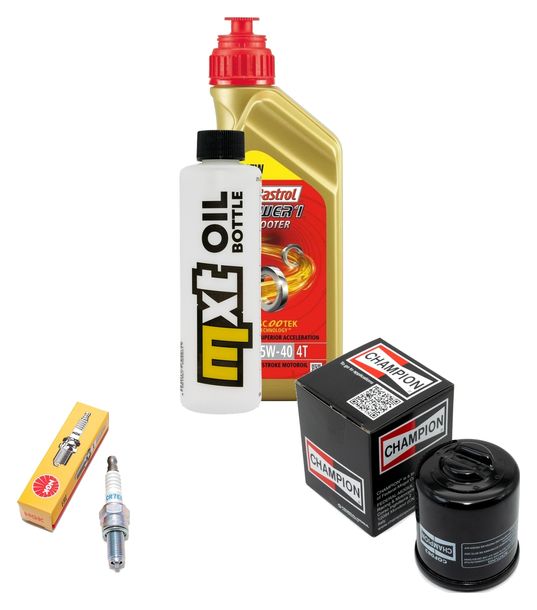 Inspektionspaket 1L 5W-40 + Ölfilter + 1x Zündkerze für Piaggio X8 Street 125 ccm