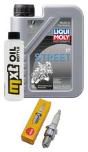 Pacchetto di ispezione dell'olio a 2 tempi da 1L + 1x candela per Piaggio Skipper LXT 150 ccm