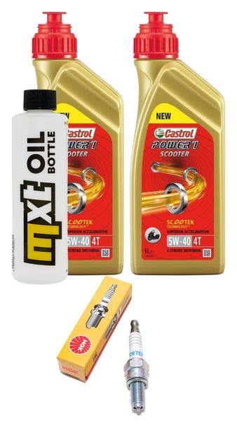 Pacchetto di ispezione 2L 5W-40 + filtro olio + 1x candela per Piaggio Liberty 150 ccm