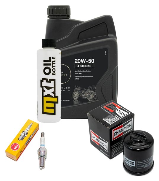 Pakiet przeglądowy 1L 20W-50 + filtr oleju + 1x świeca zapłonowa do Piaggio X9 Amalfi 180 ccm