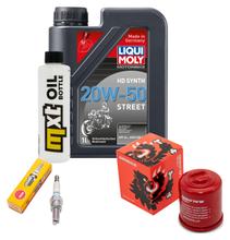 Pacote de Inspeção 1L 20W-50 + Filtro de Óleo + 1x Vela de Ignição para Piaggio X9 Amalfi 180 ccm