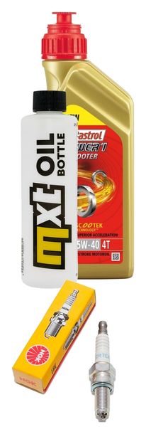Paquete de inspección 1L 5W-40 + filtro de aceite + 1x bujía para Piaggio X9 Evolution 200 ccm