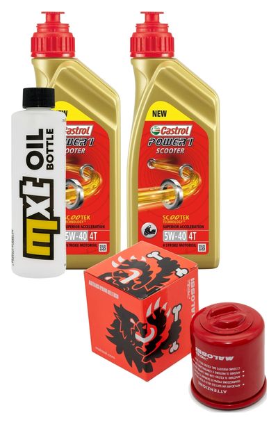 Pacchetto di ispezione 2L 5W-40 + filtro olio + 1x candela per Piaggio Carnaby Beverly MP3 Yourban 300 ccm